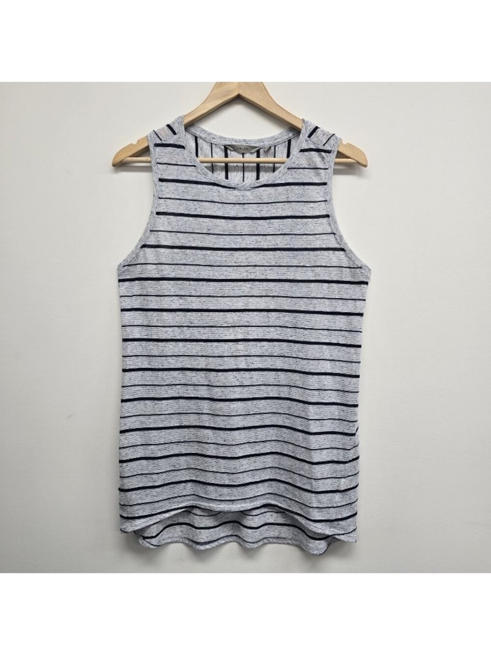 Athleta Linen Blend Tunic Tank Top Womens Size M Sleeveless Athleisure Striped